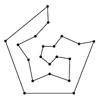 The same graph with one Hamiltonian cycle highlighted